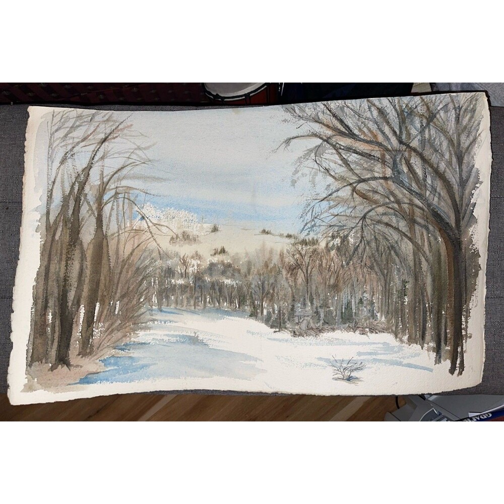 14” x 22.5 Double Sided Watercolor Painting Unknown Artist *See Description*